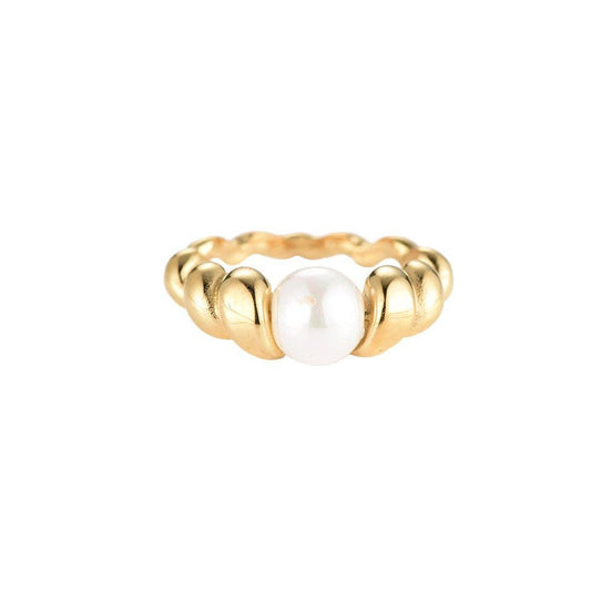 Twisted pearl ring